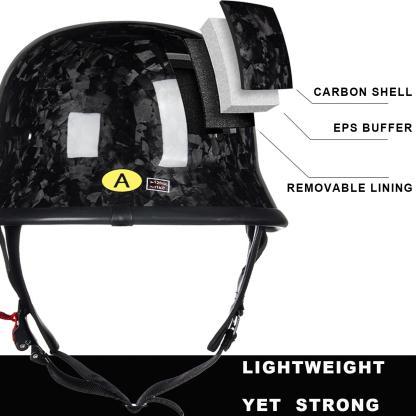 Forged Carbon Fiber Vintage Retro Cruiser Motorcycle Half Helmet,Open Face,DOT Approved