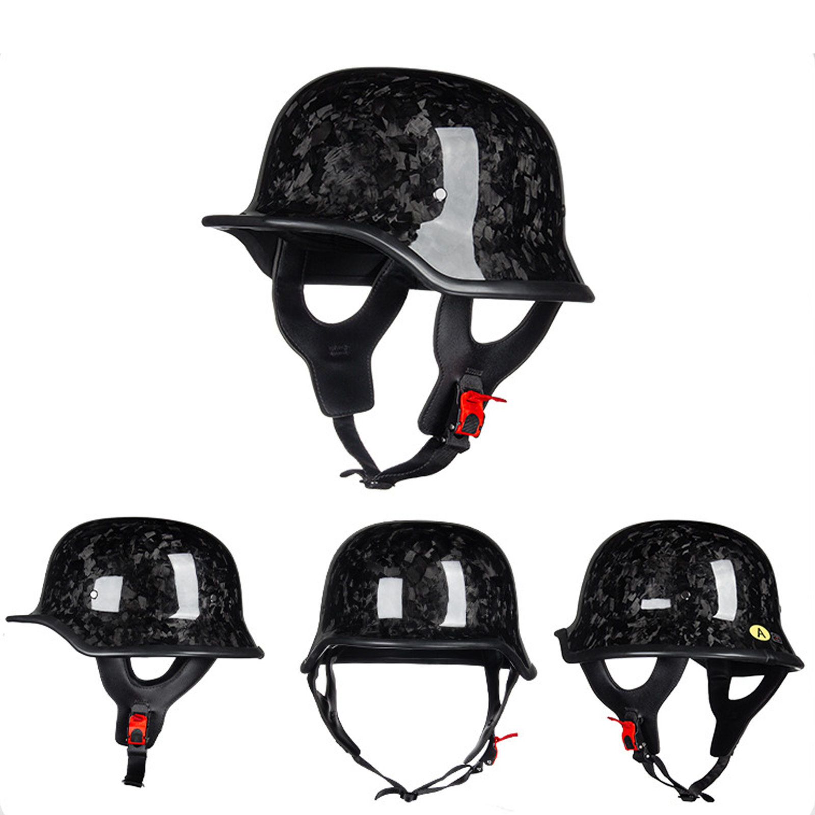 Forged Carbon Fiber Vintage Retro Cruiser Motorcycle Half Helmet,Open Face,DOT Approved