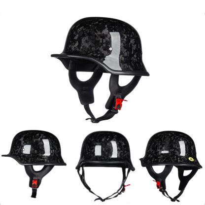 Forged Carbon Fiber Vintage Retro Cruiser Motorcycle Half Helmet,Open Face,DOT Approved