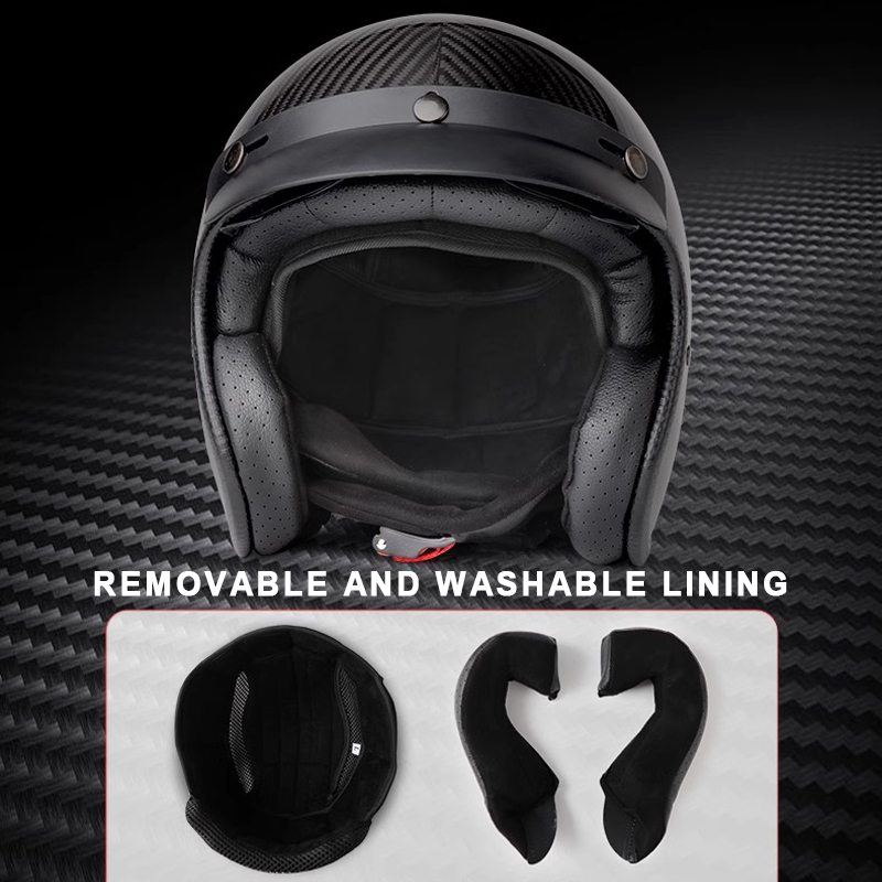 Carbon Fiber 3/4 Motorcycle Helmet