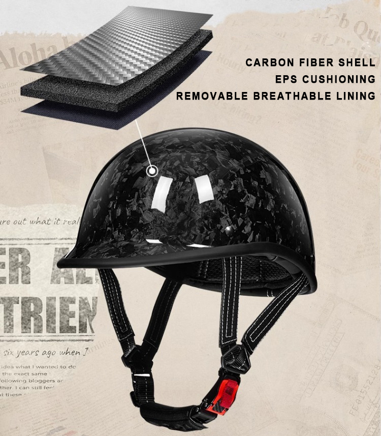 Glossy Carbon Fiber Motorcycle Half Helmet​