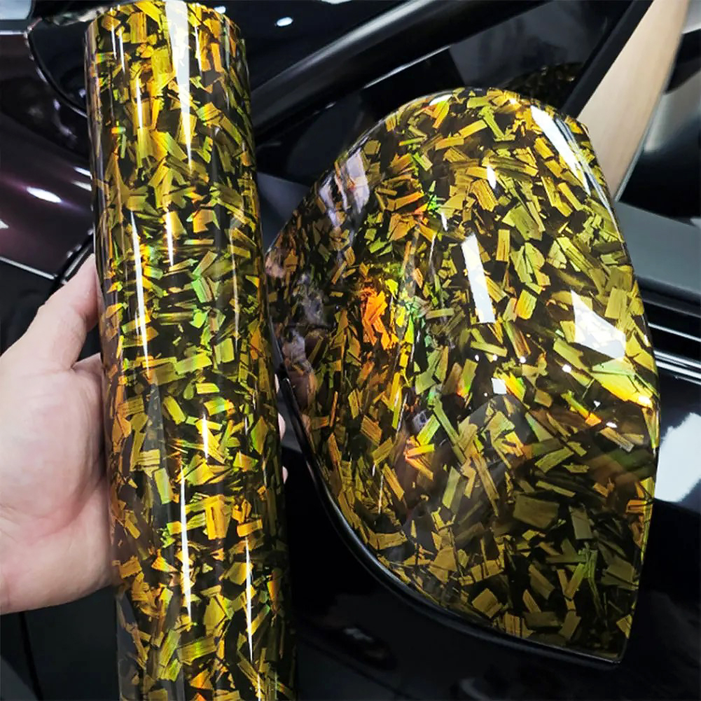 Gold High Glossy Forged Carbon Fiber Wrap