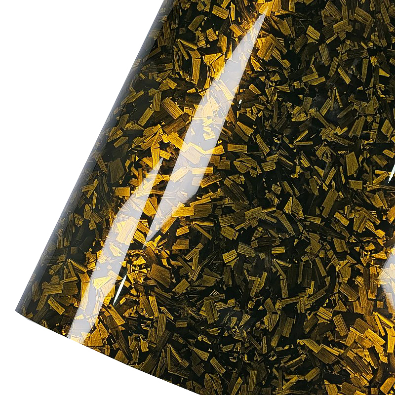 Gold High Glossy Forged Carbon Fiber Wrap