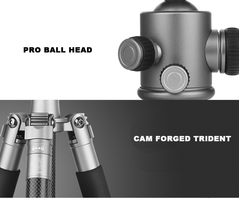 Lightweight Compact 4-Section Carbon Fiber Travel Tripod