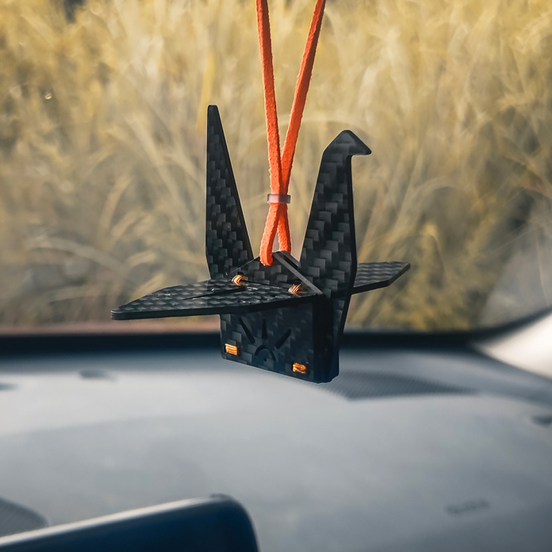 Origami Crane Carbon Fiber Car Hanging Ornament