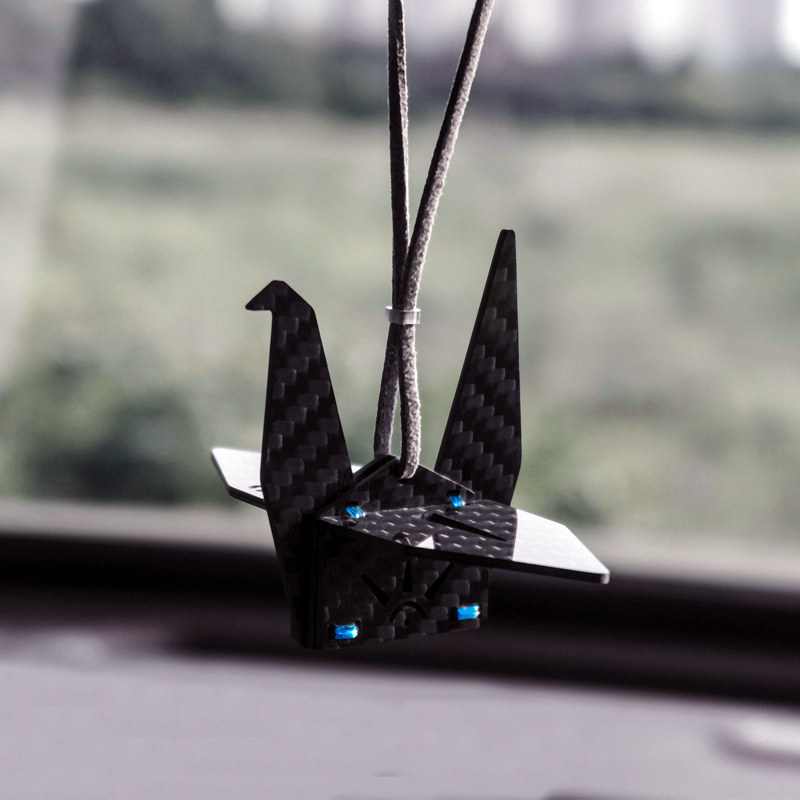 Origami Crane Carbon Fiber Car Hanging Ornament