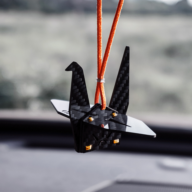 Origami Crane Carbon Fiber Car Hanging Ornament