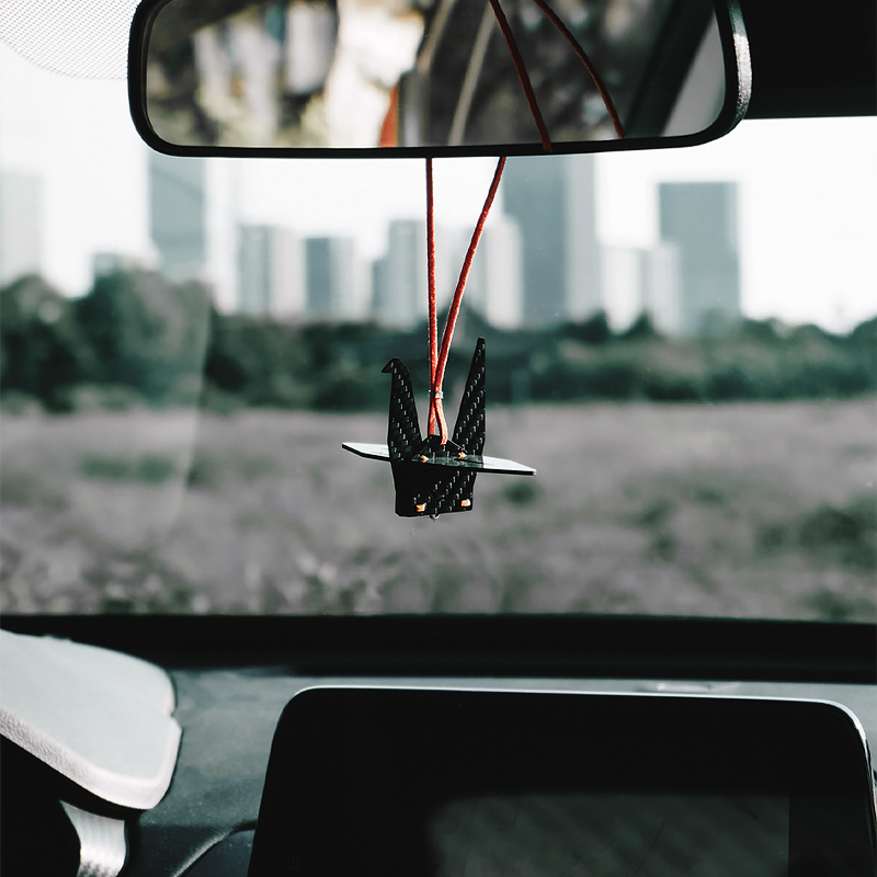 Origami Crane Carbon Fiber Car Hanging Ornament