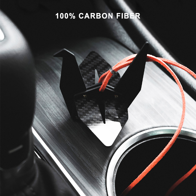 Origami Crane Carbon Fiber Car Hanging Ornament