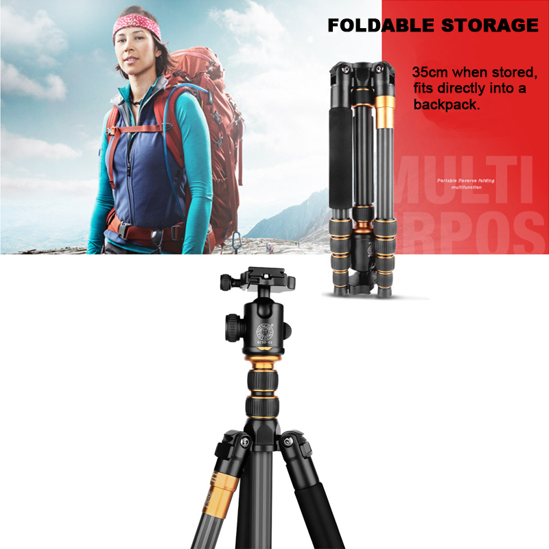 Portable Carbon Fiber Travel Tripod with 360° Panorama Ball Head