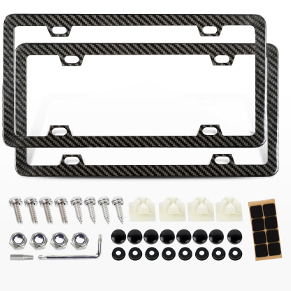 Real Black Carbon Fiber License Plate Frame​ - 4 Hole
