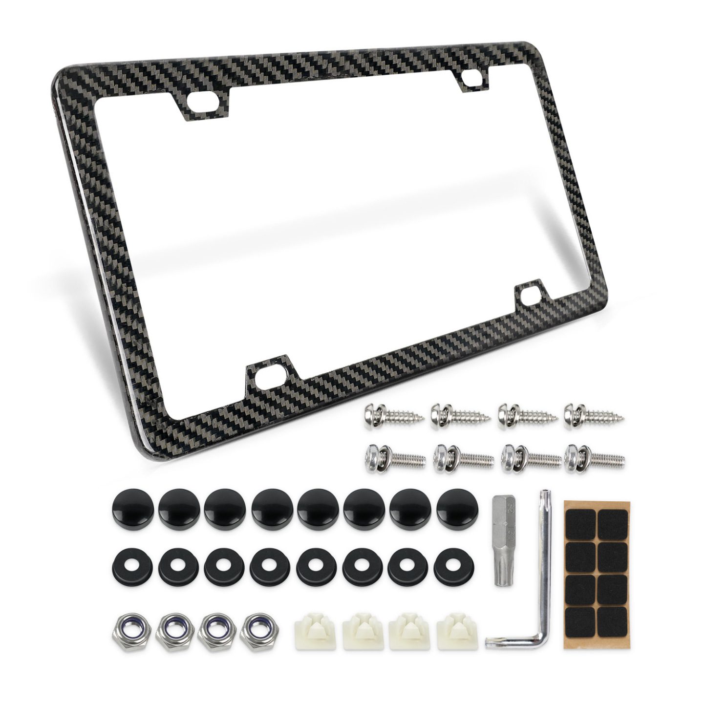 Real Black Carbon Fiber License Plate Frame​ - 4 Hole
