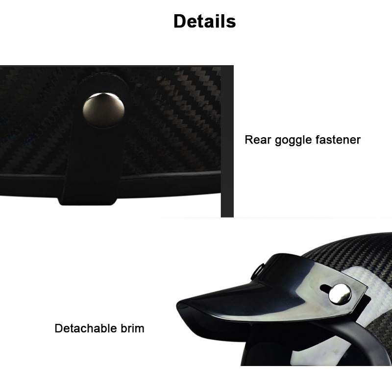 Real Carbon Fiber 3/4 Open Face Motorcycle Helmet