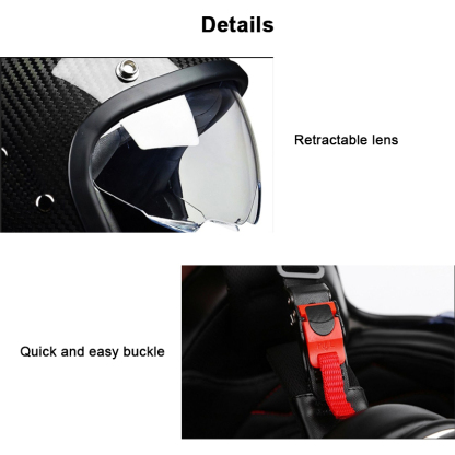 Real Carbon Fiber 3/4 Open Face Motorcycle Helmet