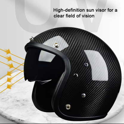 Real Carbon Fiber 3/4 Open Face Motorcycle Helmet