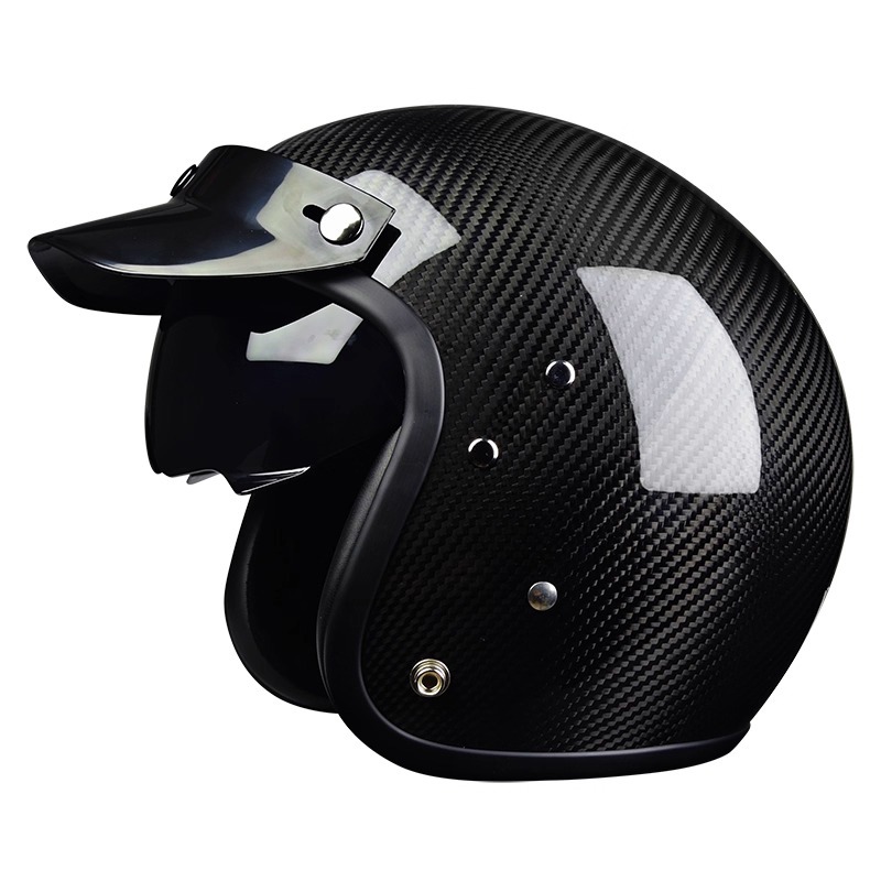 Real Carbon Fiber 3/4 Open Face Motorcycle Helmet