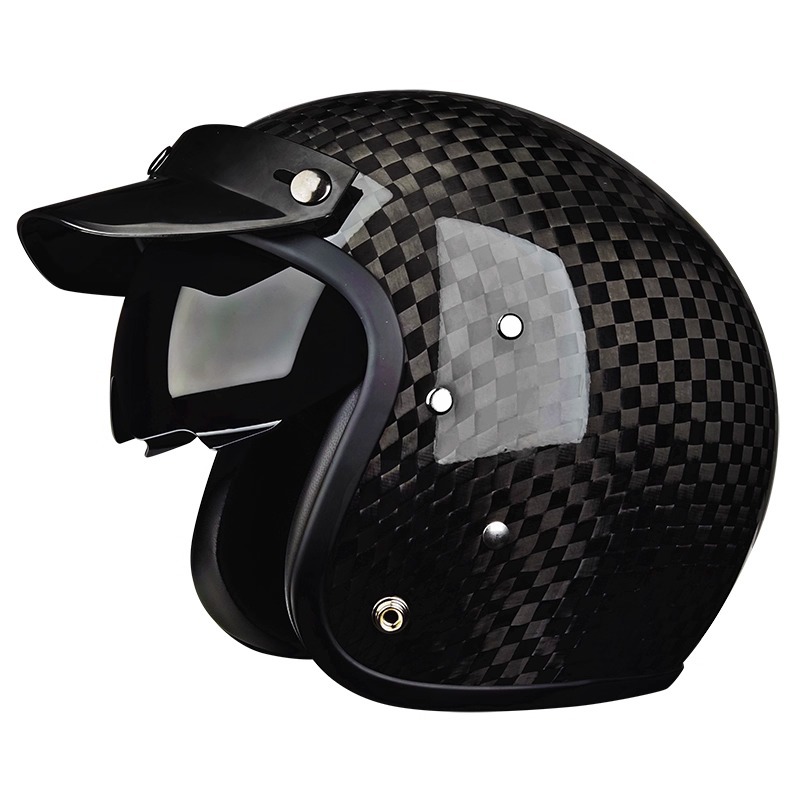 Real Carbon Fiber 3/4 Open Face Motorcycle Helmet