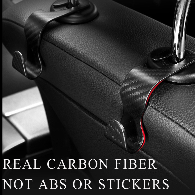 2 Pack Real Carbon Fiber Car Back Seat Hook