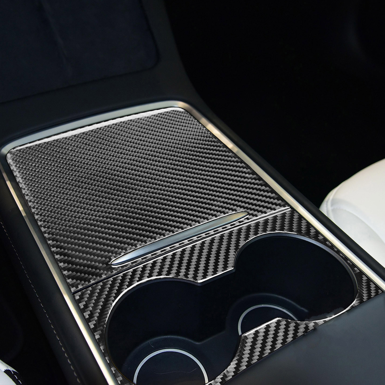 Real Carbon Fiber Center Console Cover for Tesla Model 3 & Model Y-Glossy