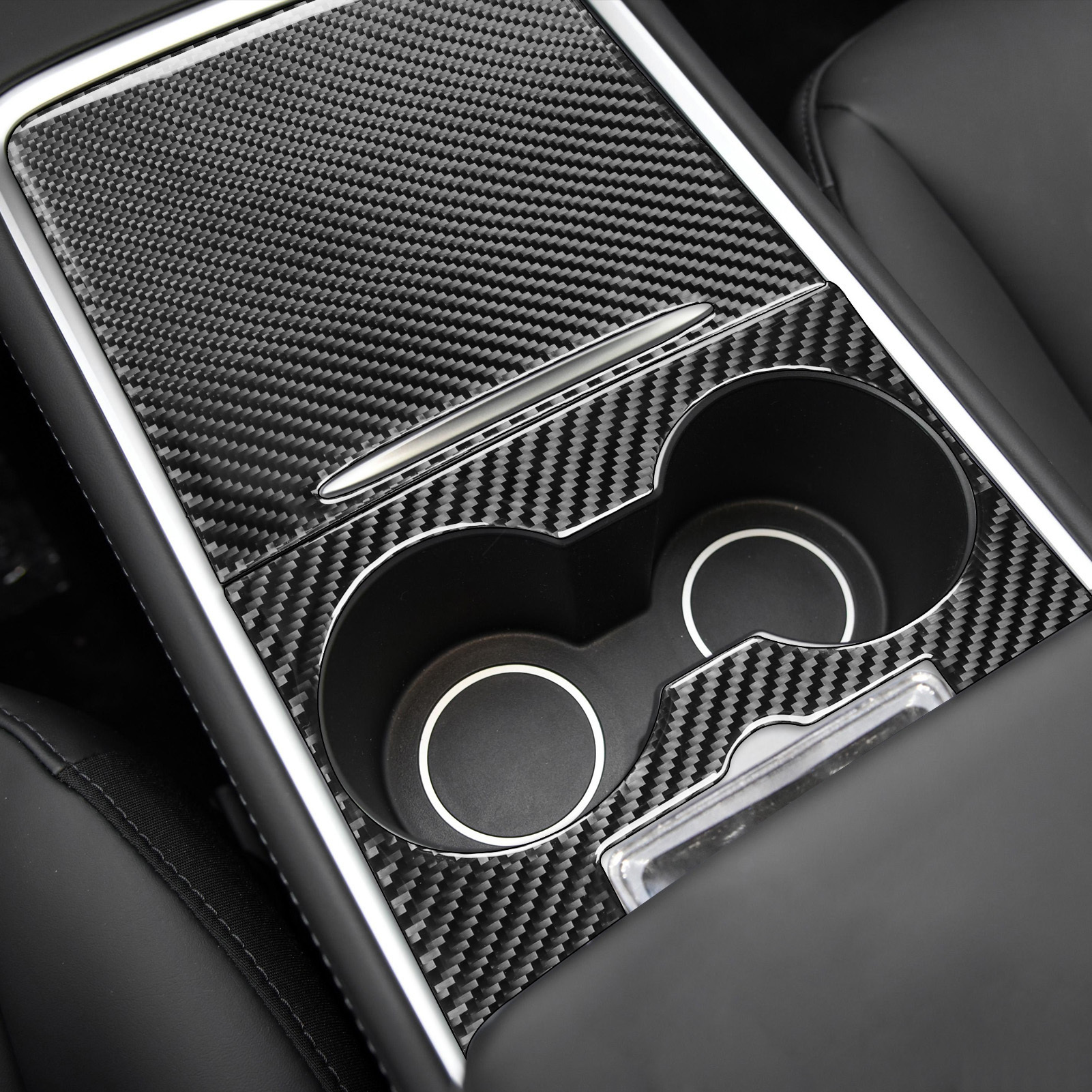 Real Carbon Fiber Center Console Cover for Tesla Model 3 & Model Y-Glossy