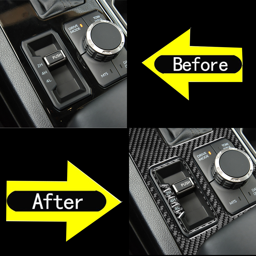 Real Carbon Fiber Center Control Gear Box Shift Knob Panel Sticker Cover Compatible with Toyota Tundra/Sequoia 2022-2024 
