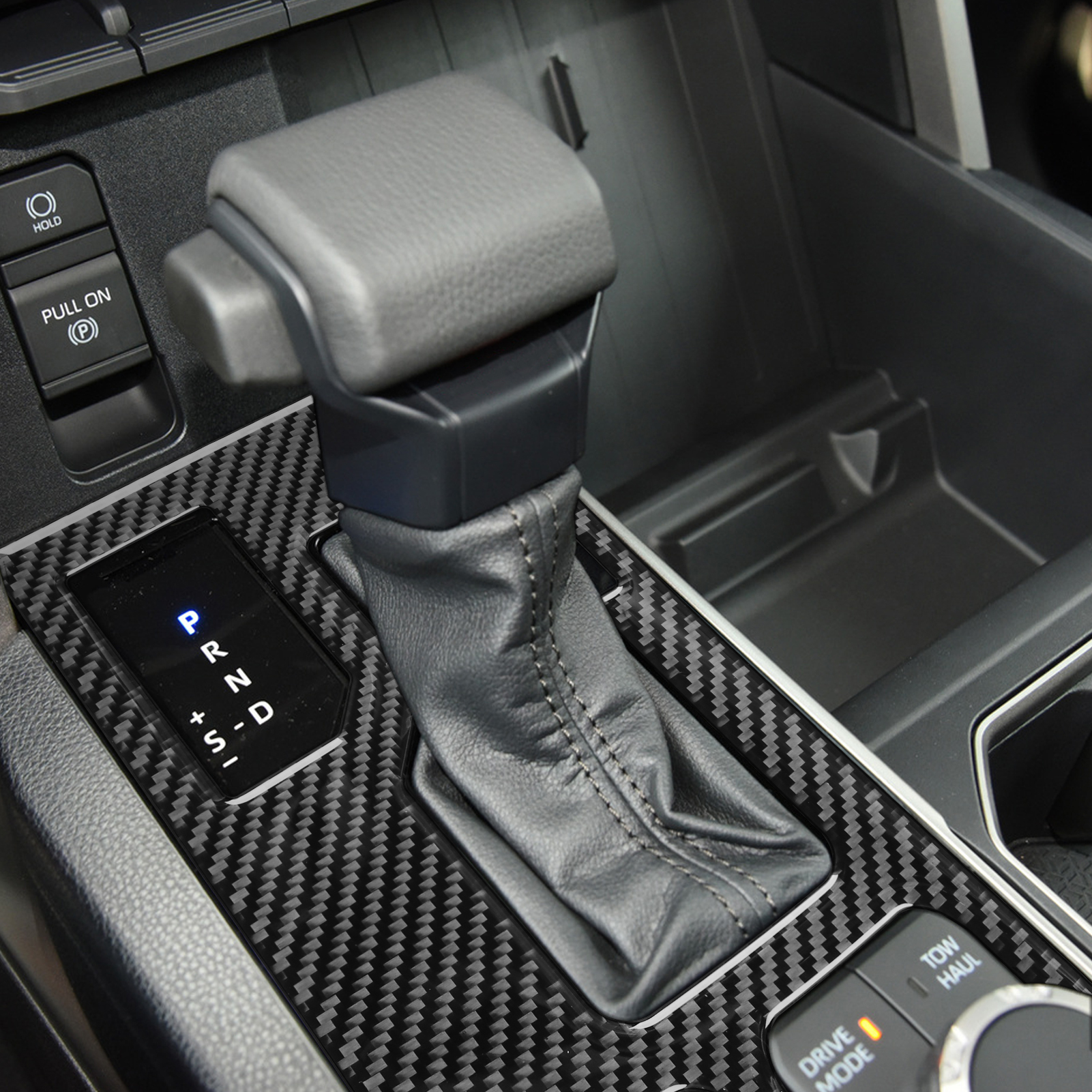 Real Carbon Fiber Center Control Gear Box Shift Knob Panel Sticker Cover Compatible with Toyota Tundra/Sequoia 2022-2024 