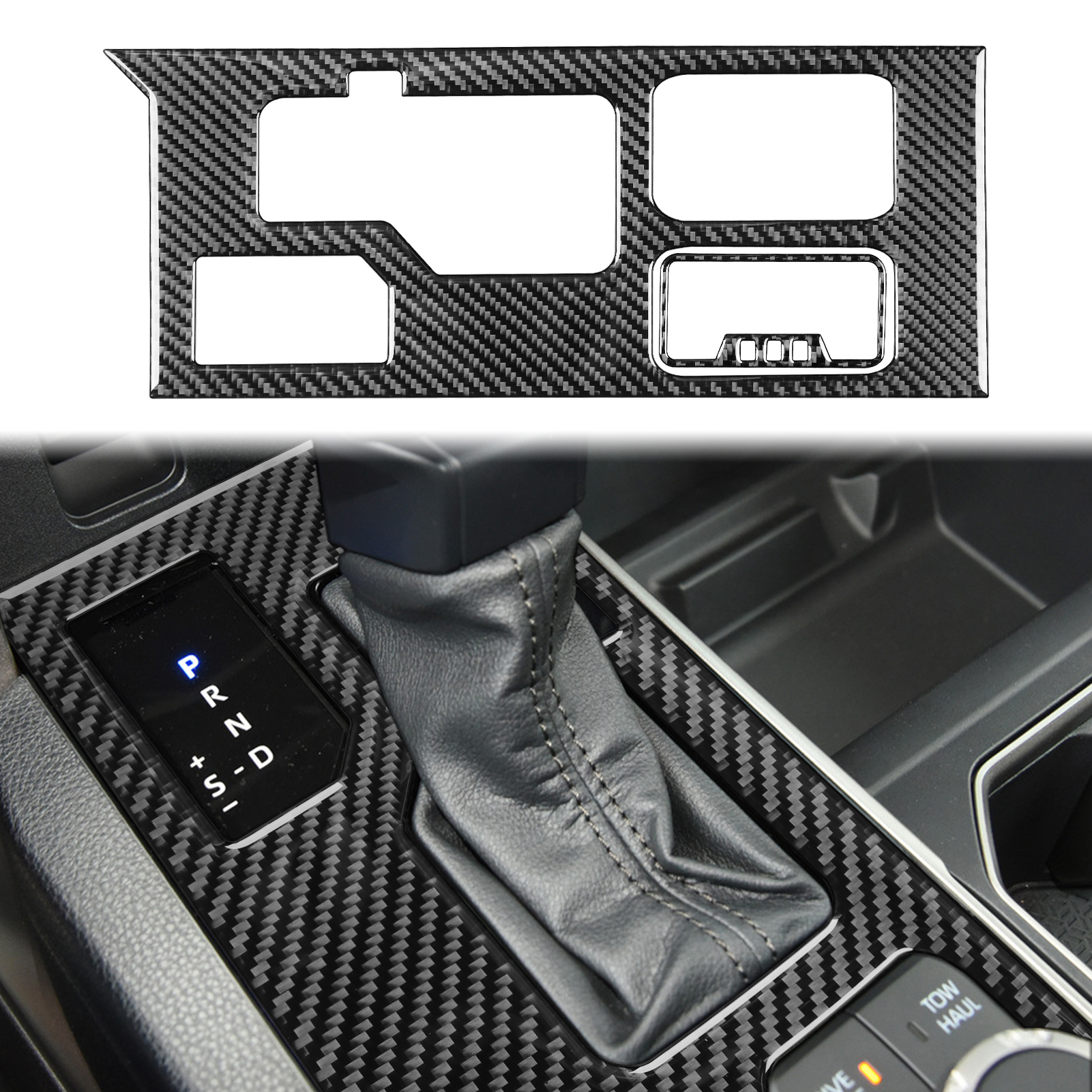 Real Carbon Fiber Center Control Gear Box Shift Knob Panel Sticker Cover Compatible with Toyota Tundra/Sequoia 2022-2024 