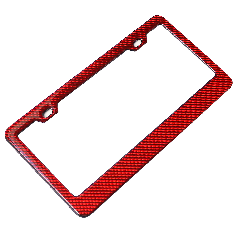 Red Glossy Carbon Fiber License Plate Frame 2 Pack
