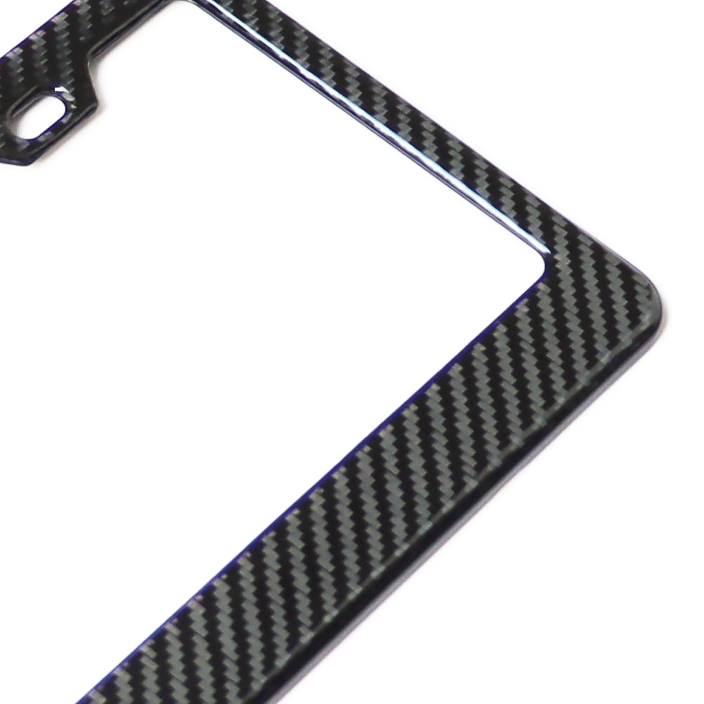 Real Black Glossy Carbon Fiber License Plate Frame 2 Pack