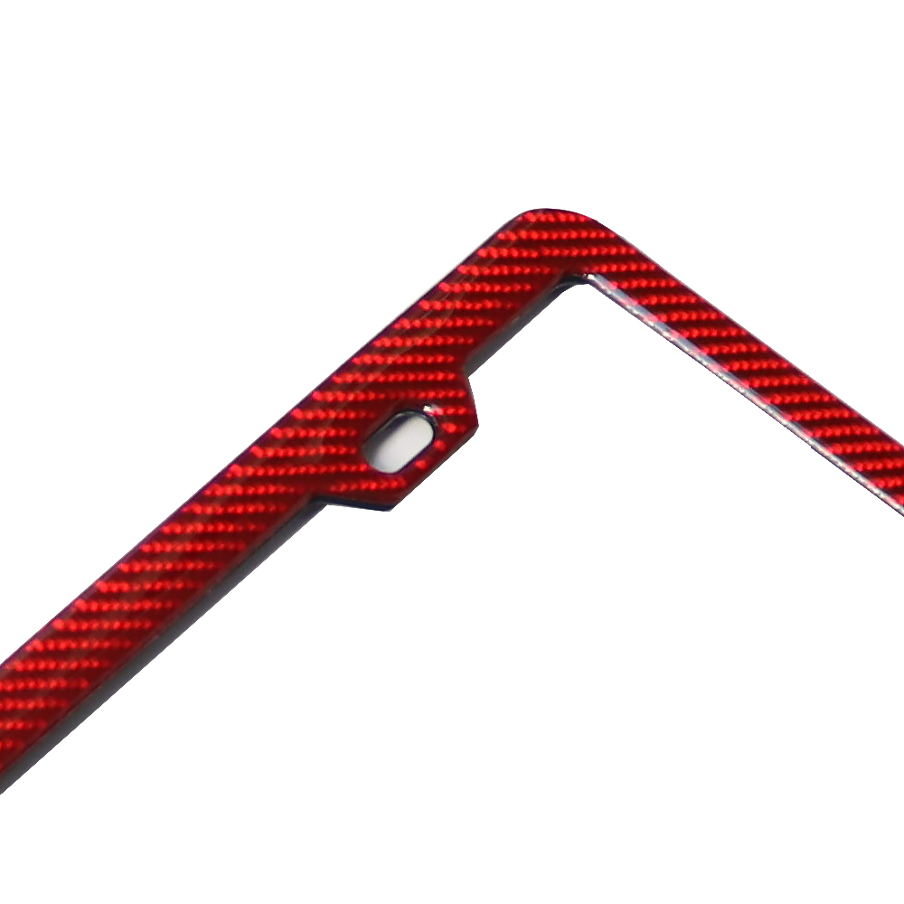 Red Glossy Carbon Fiber License Plate Frame 2 Pack