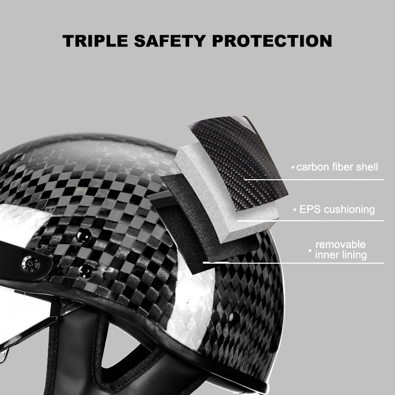 Real Carbon Fiber Motorcycle Half Helmet