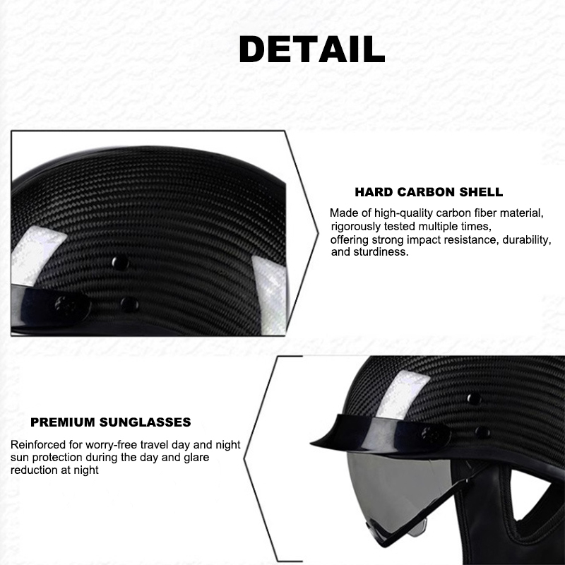Real Carbon Fiber Motorcycle Half Helmet