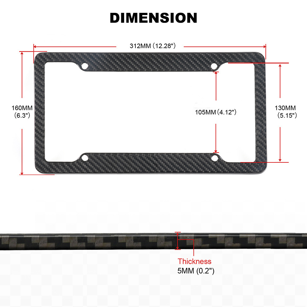 Real Carbon Fiber Number Plate Frame​ - 4 Hole