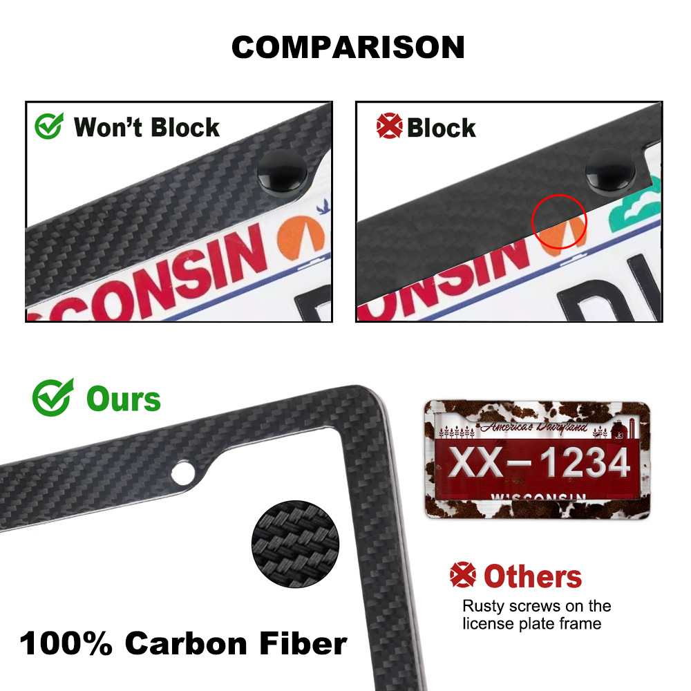 Real Carbon Fiber Number Plate Frame​ - 4 Hole