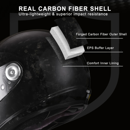 Real Forged Carbon Fiber Full Face Motorcycle Helmet - Retro Classic Design