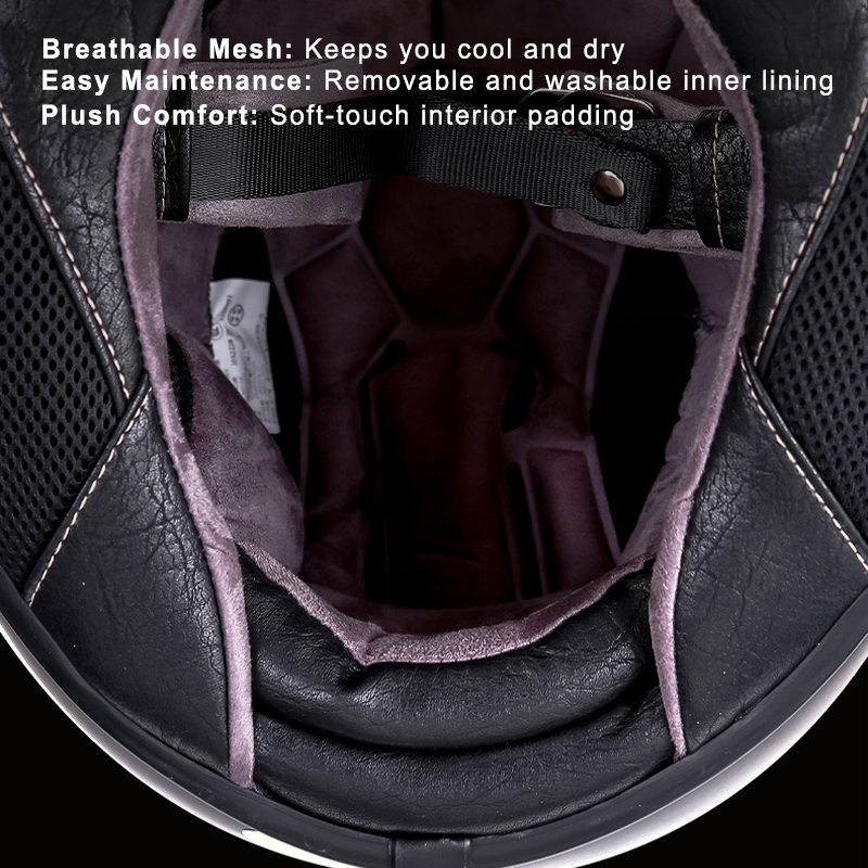 Real Forged Carbon Fiber Full Face Motorcycle Helmet - Retro Classic Design