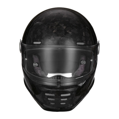 Real Forged Carbon Fiber Full Face Motorcycle Helmet - Retro Classic Design