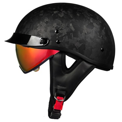 Real Matte Black Carbon Fiber Motorcycle Half Helmet