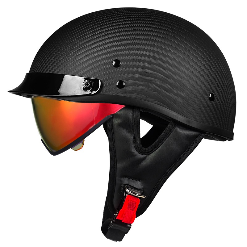 Real Matte Black Carbon Fiber Motorcycle Half Helmet