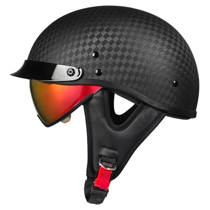 Real Matte Black Carbon Fiber Motorcycle Half Helmet