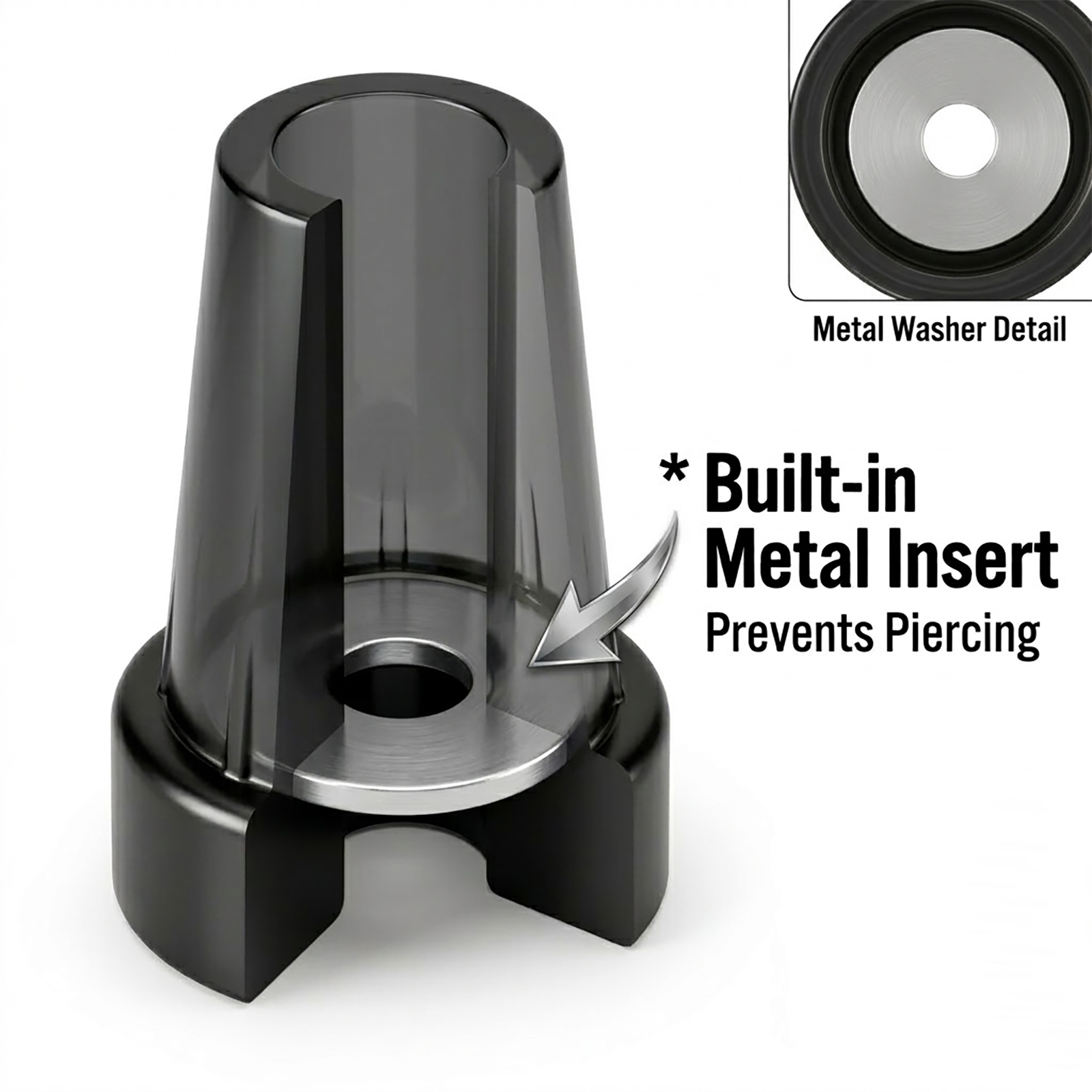 Rubber Cane Tips - 9/16" (15mm) Replacement Feet with Metal Reinforcement