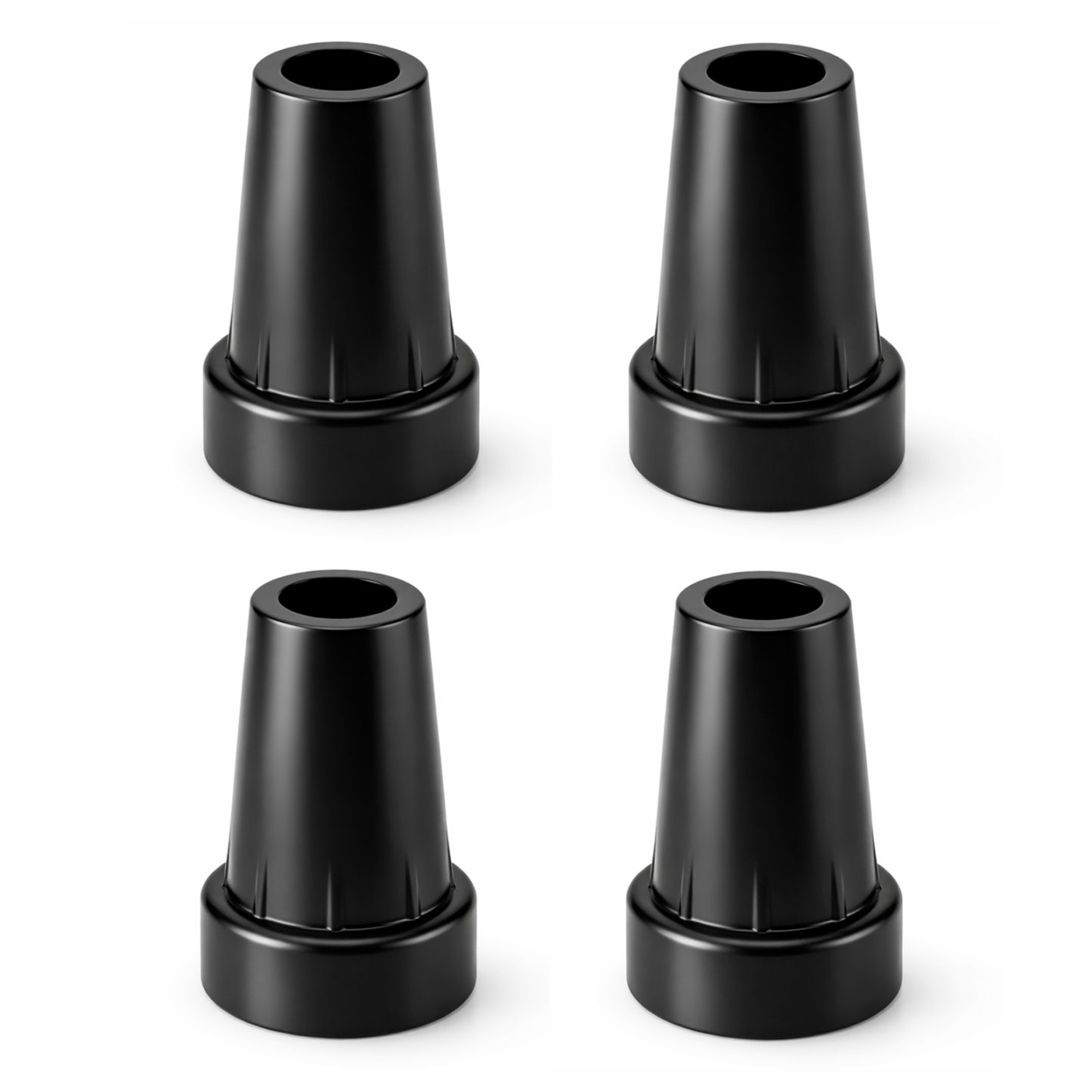 Rubber Cane Tips - 9/16" (15mm) Replacement Feet with Metal Reinforcement