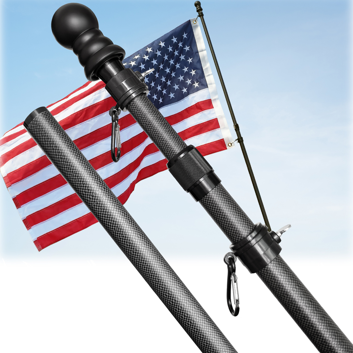 Carbon Fiber Telescoping Flag Pole 3–6 FT – Lightweight, Durable & Wind-Resistant