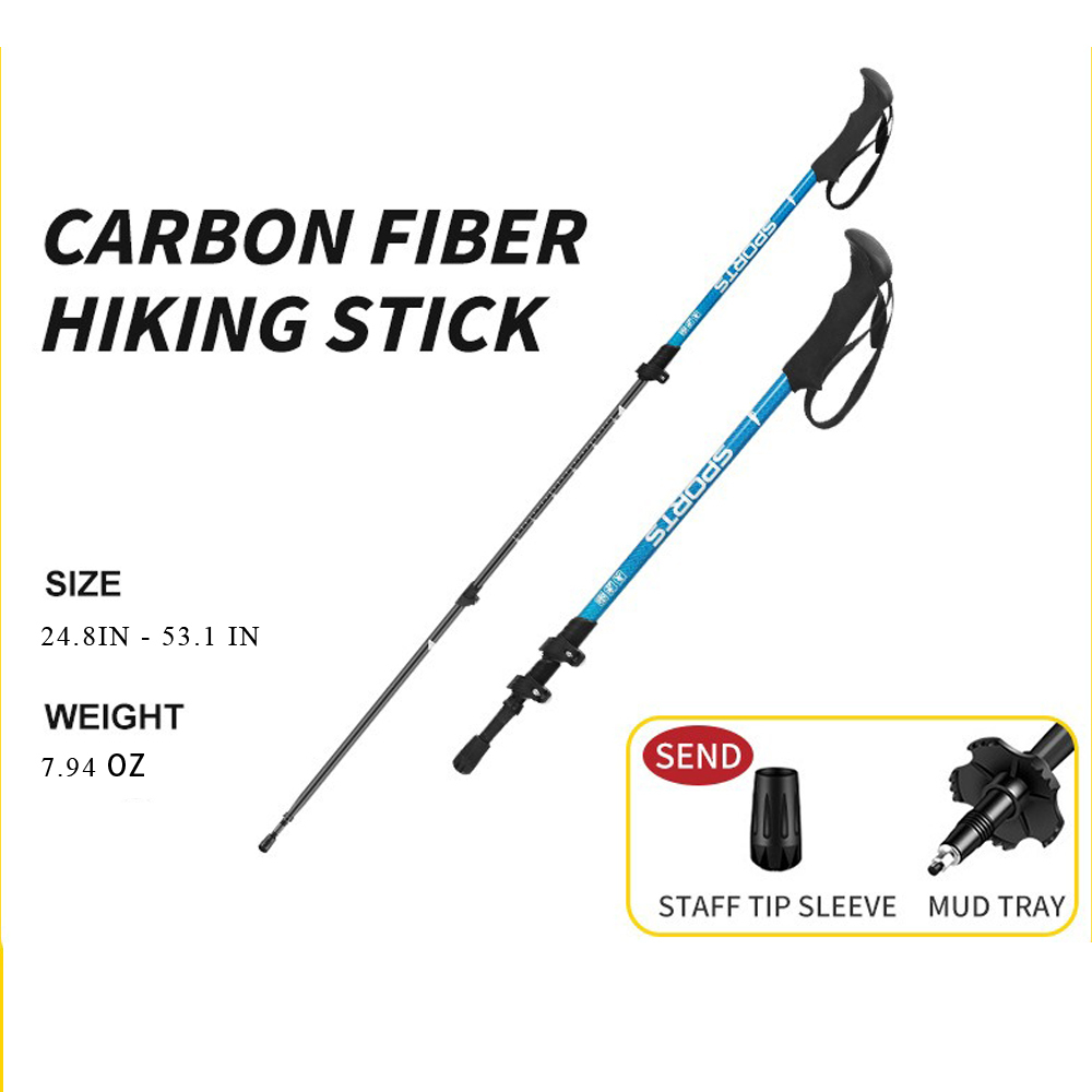 Ultra-Light Portable Carbon Fiber hiking Pole,Adjustable Hiking Walking Stick for Outdoor Activities, Shock-Absorbing Design with Soft EVA Grips, Suitable for Men and Women, Ideal for Hiking and Trekking,Quick Lock System Carbon Fiber Walking Cane