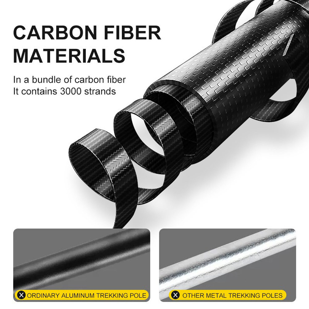 Ultra-Light Portable Carbon Fiber hiking Pole,Adjustable Hiking Walking Stick for Outdoor Activities, Shock-Absorbing Design with Soft EVA Grips, Suitable for Men and Women, Ideal for Hiking and Trekking,Quick Lock System Carbon Fiber Walking Cane