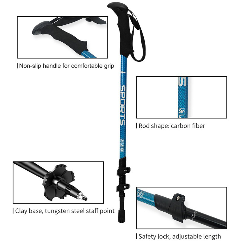 Ultra-Light Portable Carbon Fiber hiking Pole,Adjustable Hiking Walking Stick for Outdoor Activities, Shock-Absorbing Design with Soft EVA Grips, Suitable for Men and Women, Ideal for Hiking and Trekking,Quick Lock System Carbon Fiber Walking Cane