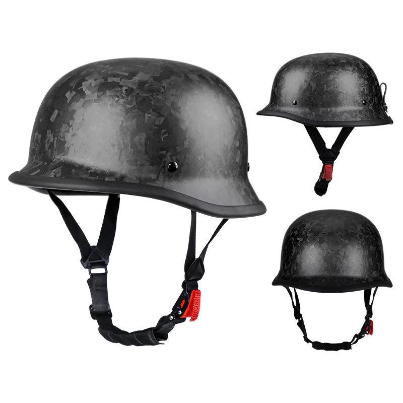 Ultra-Light Real Carbon Fiber German Style Motorcycle Half Helmet