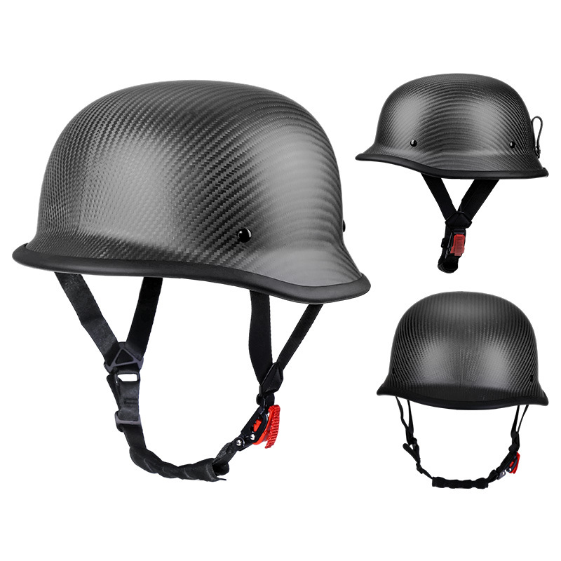 Ultra-Light Real Carbon Fiber German Style Motorcycle Half Helmet
