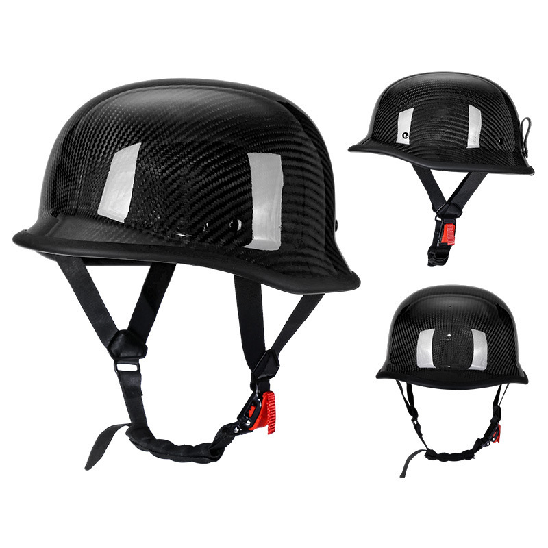 Ultra-Light Real Carbon Fiber German Style Motorcycle Half Helmet