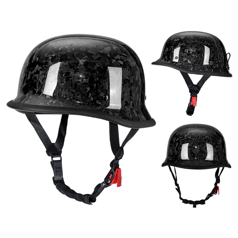 Ultra-Light Real Carbon Fiber German Style Motorcycle Half Helmet
